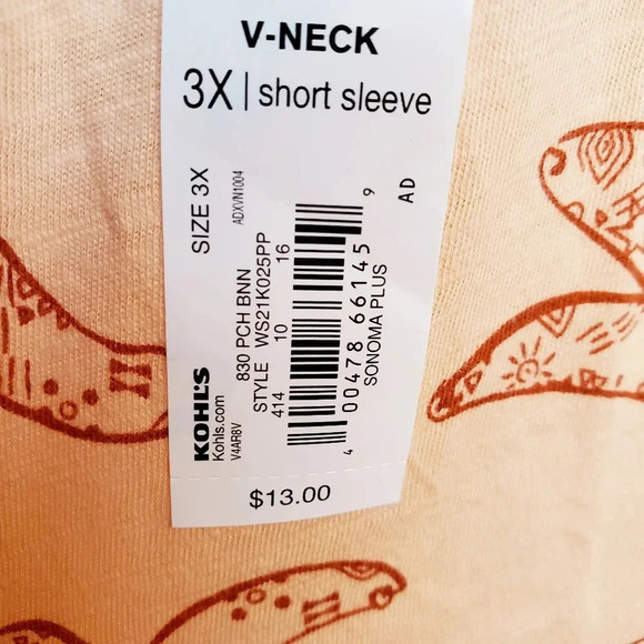 SONOMA | NWT Everyday V-Neck Tee w/ Bananas sz 3X - Picture 6 of 9